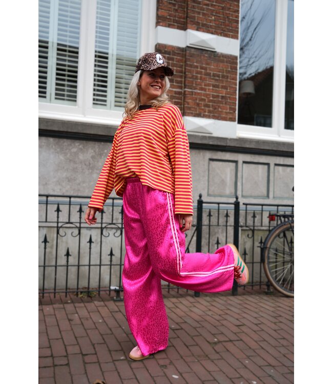 STREEP TOP SAAR FUCHSIA GEEL