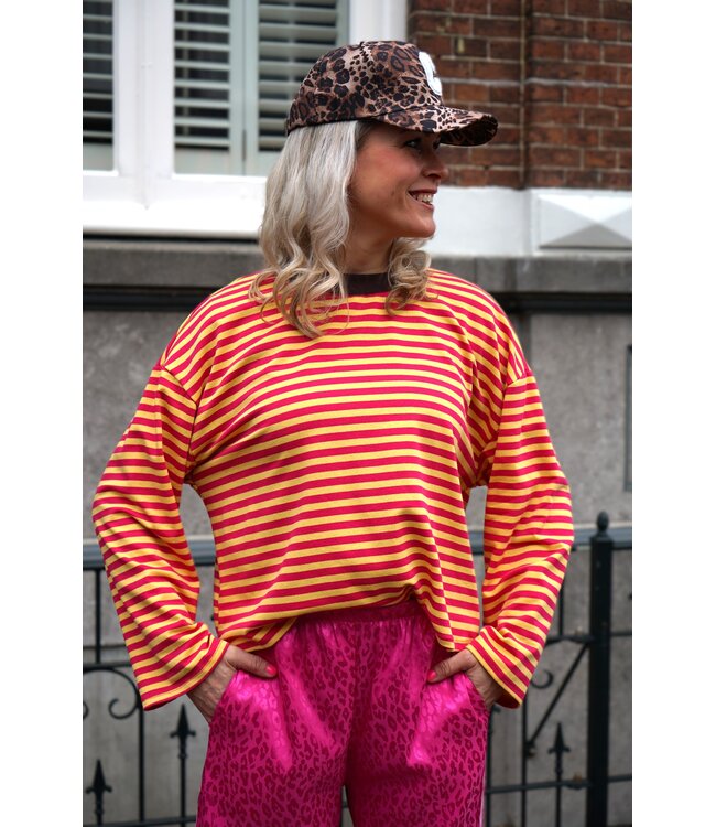 STREEP TOP SAAR FUCHSIA GEEL