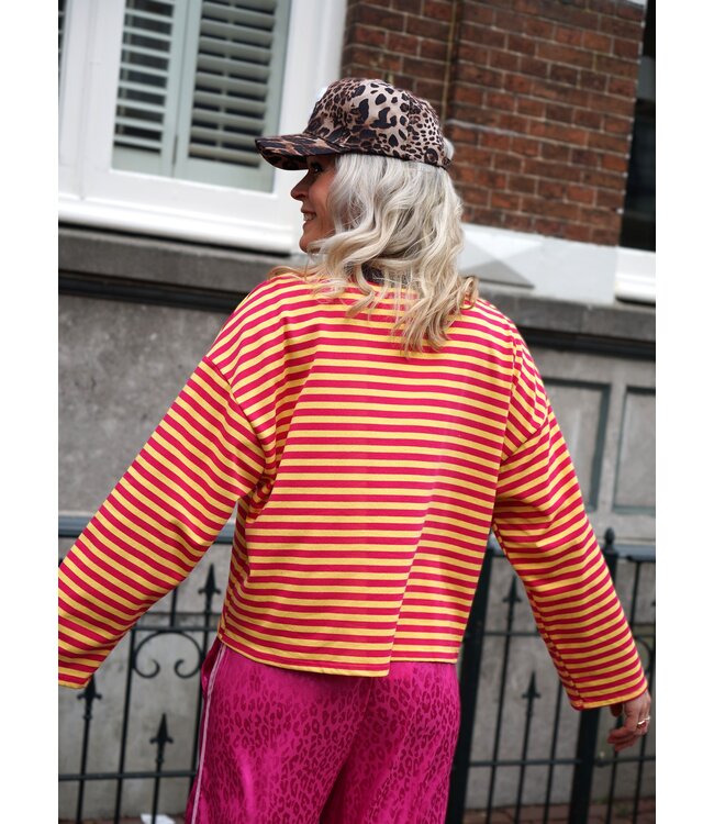 STREEP TOP SAAR FUCHSIA GEEL