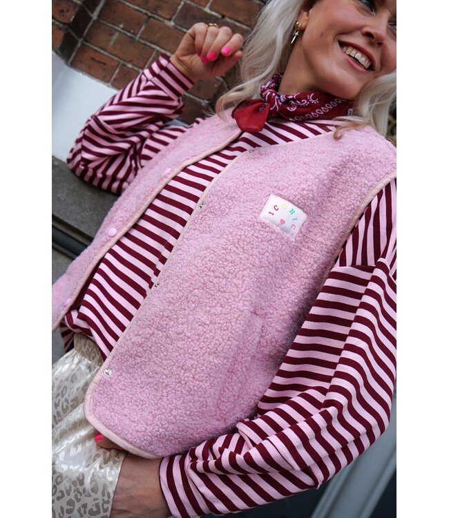 TEDDY GILET ICONIC ROZE