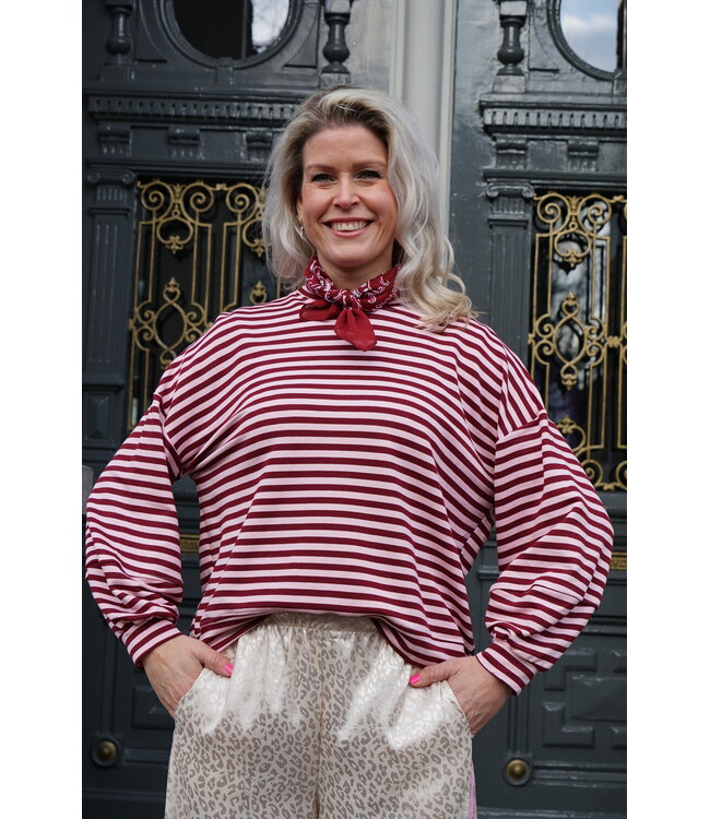 STREEP TOP BO BURGUNDY ROZE