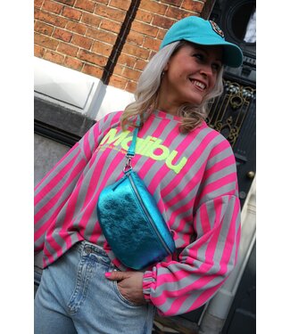 STREEP SWEATER MALIBU FUCHSIA BLAUW