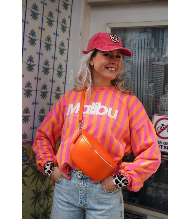 STREEP SWEATER MALIBU ORANJE ROZE