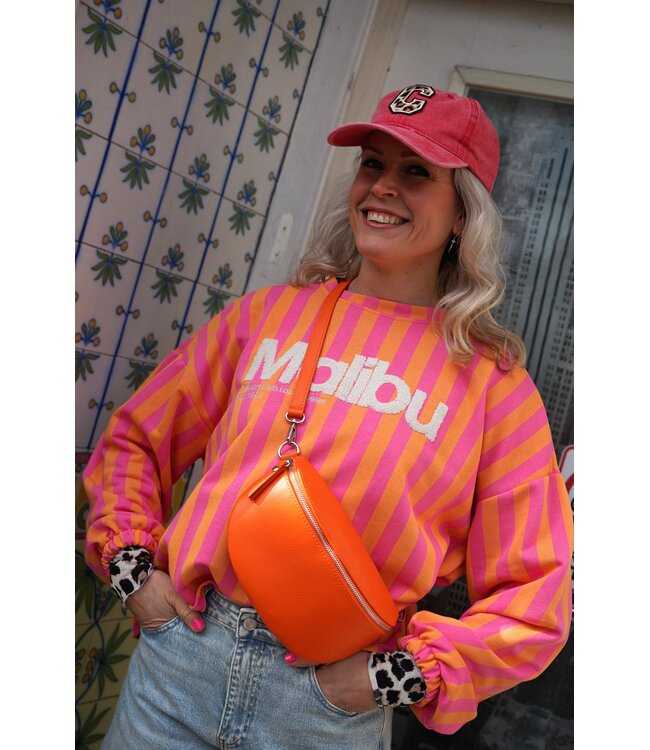 STREEP SWEATER MALIBU ORANJE ROZE