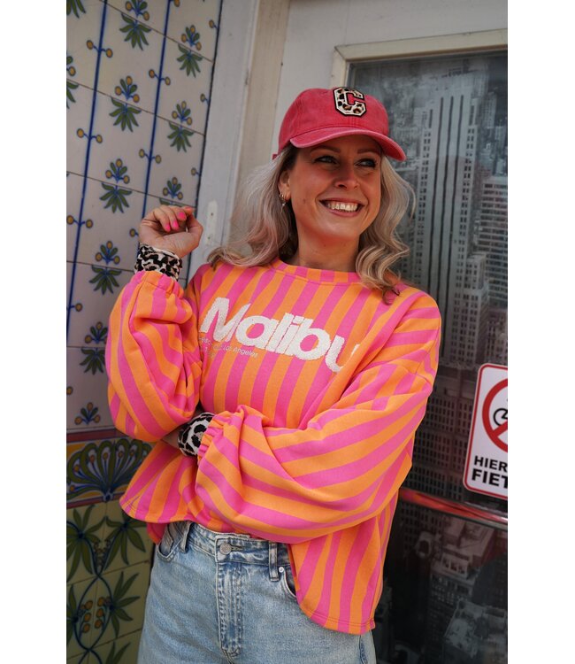 STREEP SWEATER MALIBU ORANJE ROZE