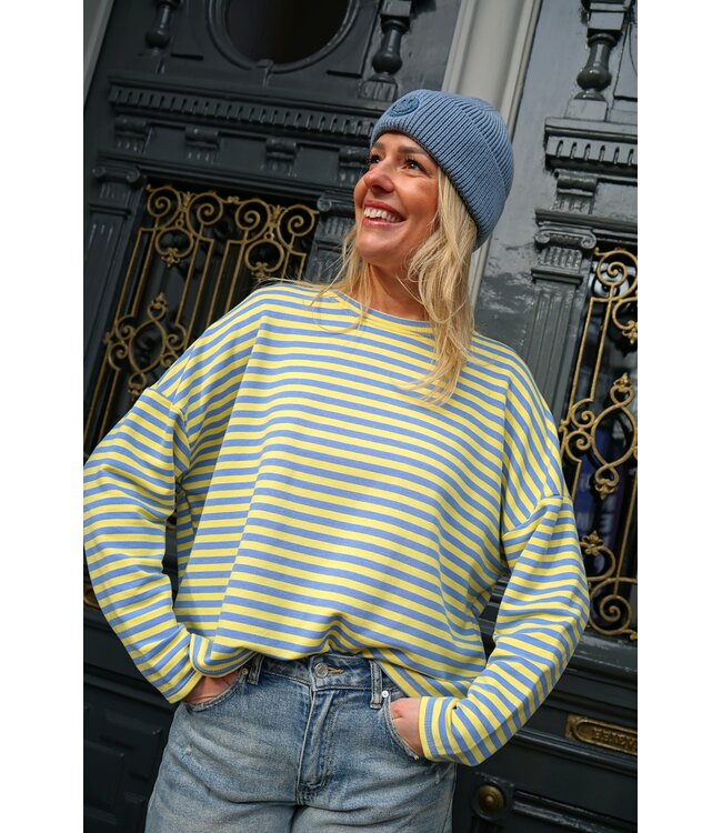 STREEP TOP KIM BLAUW GEEL