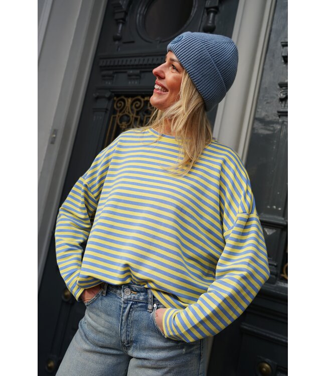 STREEP TOP KIM BLAUW GEEL