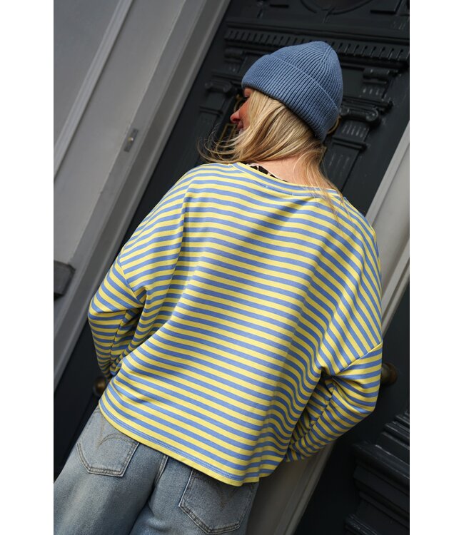STREEP TOP KIM BLAUW GEEL