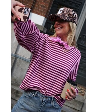 STREEP TOP BO AUBERGINE ROZE