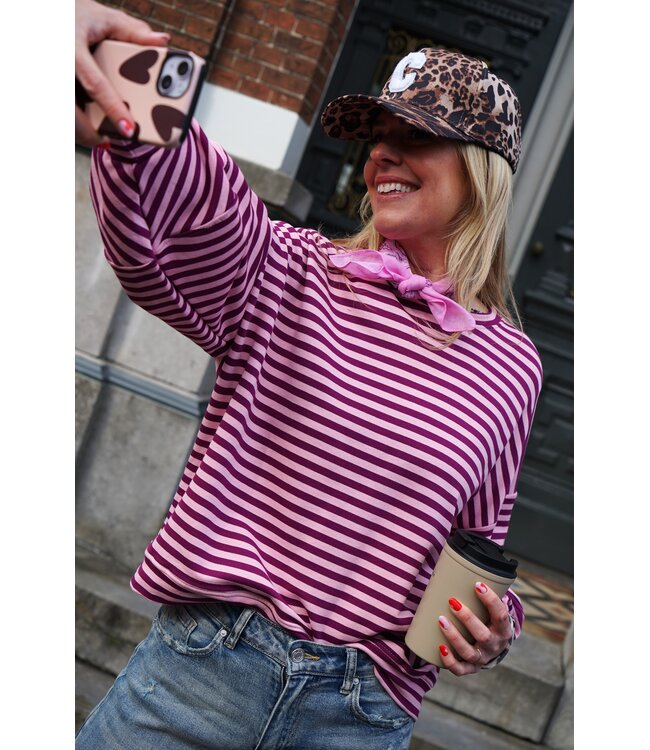 STREEP TOP BO AUBERGINE ROZE