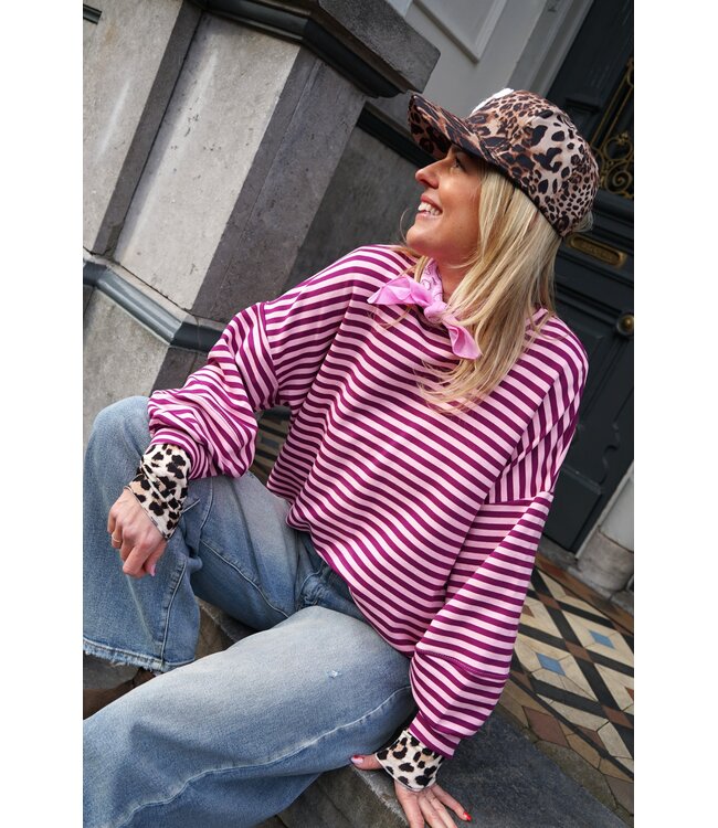 STREEP TOP BO AUBERGINE ROZE