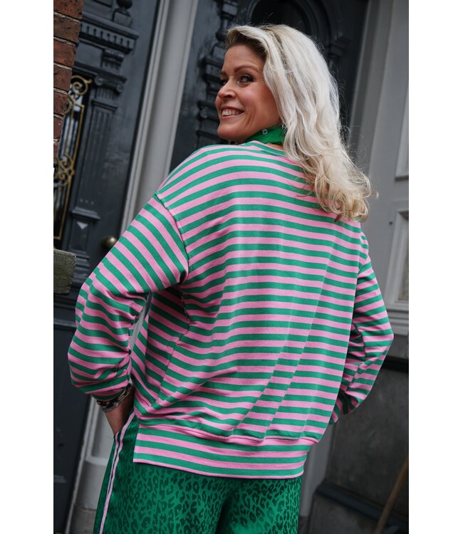 STREEP TOP BISOUS ROZE GROEN