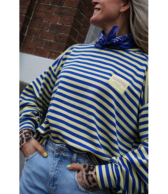 STREEP TOP BISOUS BLAUW GEEL