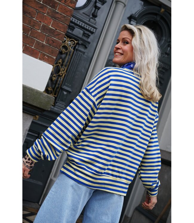 STREEP TOP BISOUS BLAUW GEEL