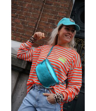 STREEP TOP BISOUS ORANJE BLAUW