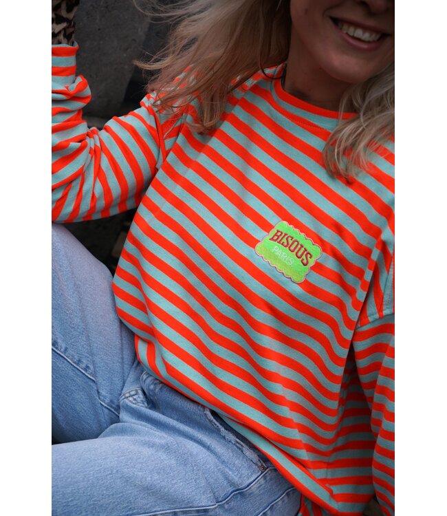 STREEP TOP BISOUS ORANJE BLAUW