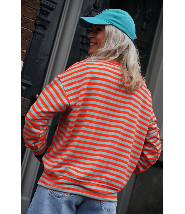 STREEP TOP BISOUS ORANJE BLAUW