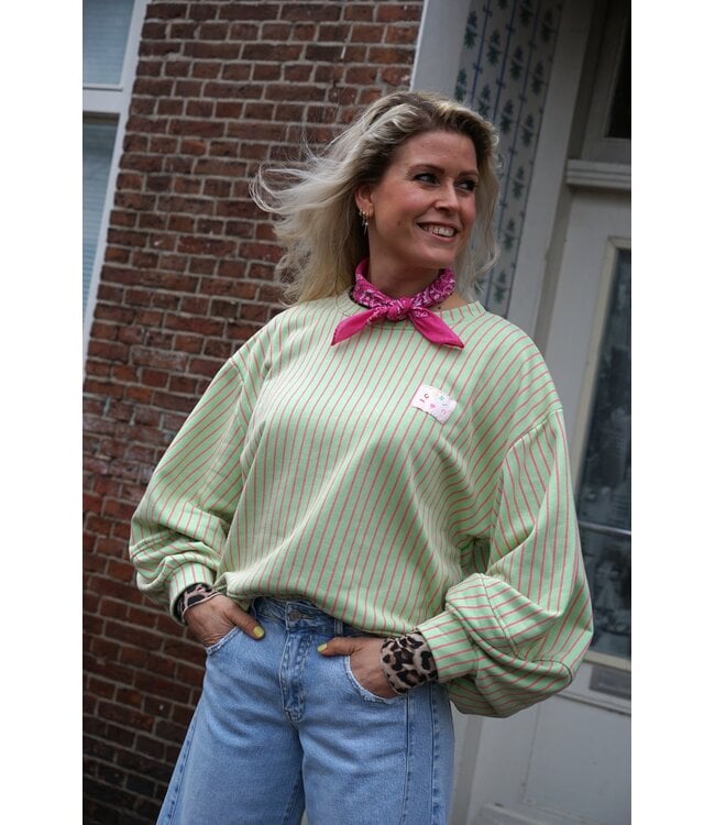STREEP SWEATER ICONIC GROEN