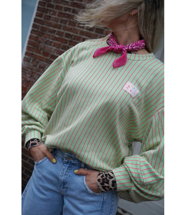 STREEP SWEATER ICONIC GROEN