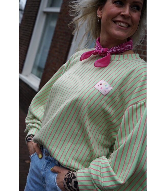 STREEP SWEATER ICONIC GROEN