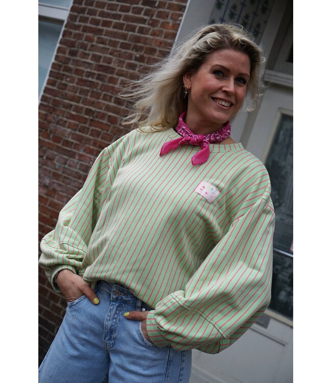 STREEP SWEATER ICONIC GROEN