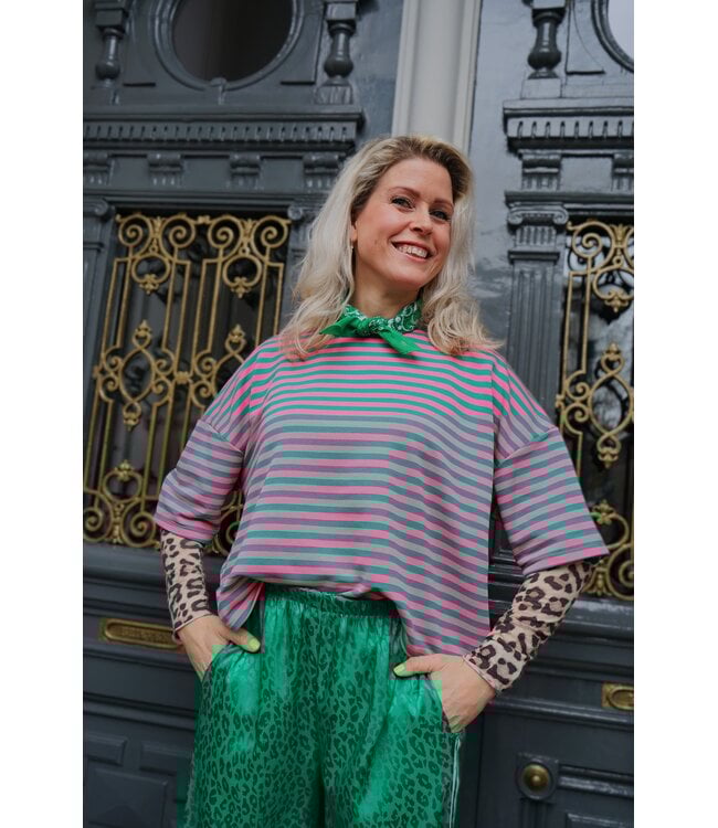 STREEP TOP EVI ROZE GROEN