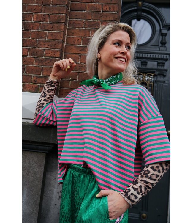 STREEP TOP EVI ROZE GROEN