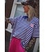 STREEP TOP BONJOUR BLAUW ROZE