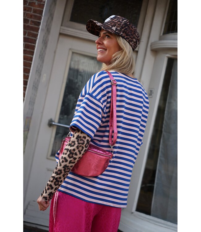 STREEP TOP BONJOUR BLAUW ROZE