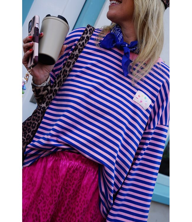 STREEP TOP ICONIC BLAUW ROZE