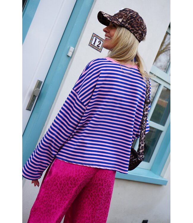 STREEP TOP ICONIC BLAUW ROZE