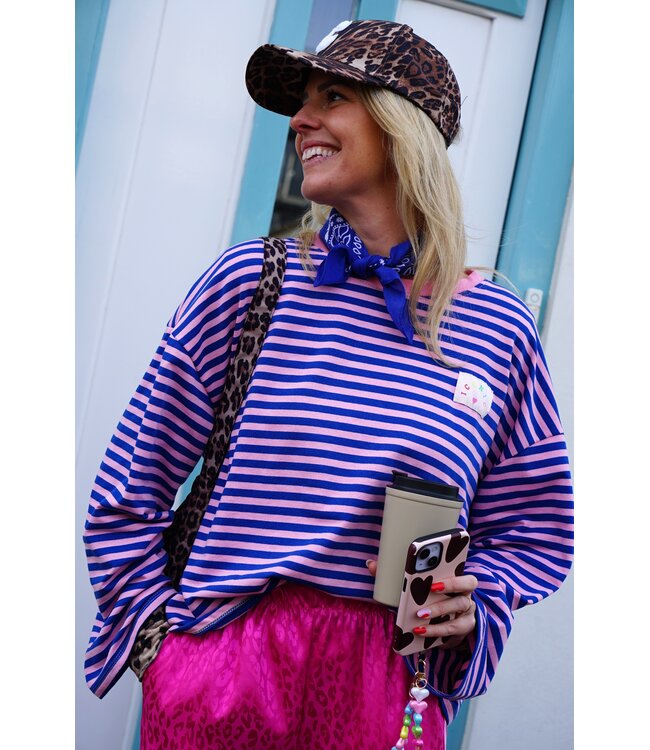 STREEP TOP ICONIC BLAUW ROZE