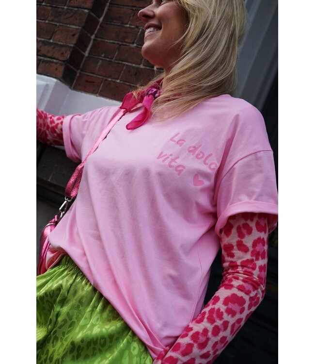 T-SHIRT LA DOLCE VITA ROZE