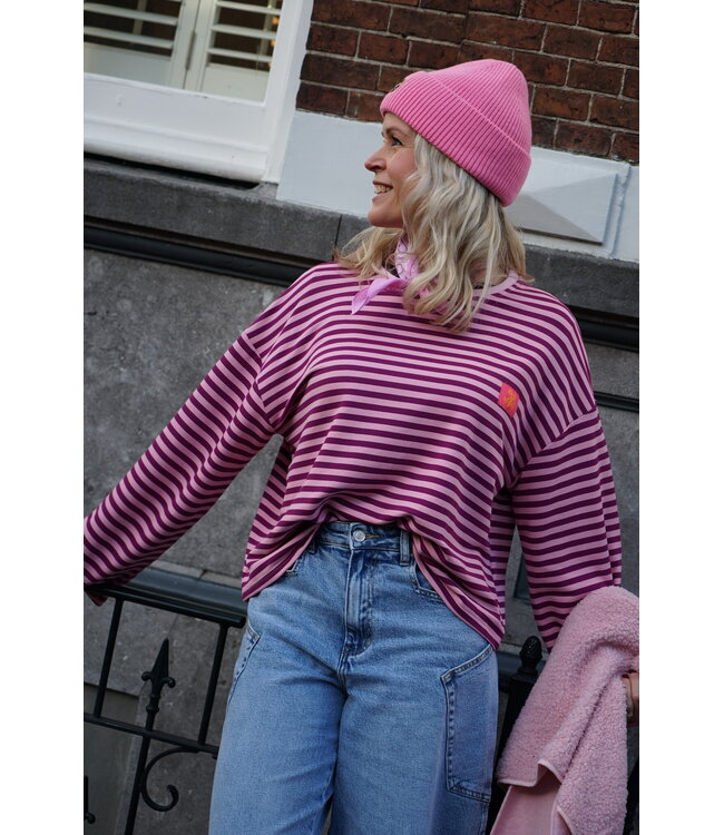 STREEP TOP OUT OF OFFICE AUBERGINE ROZE