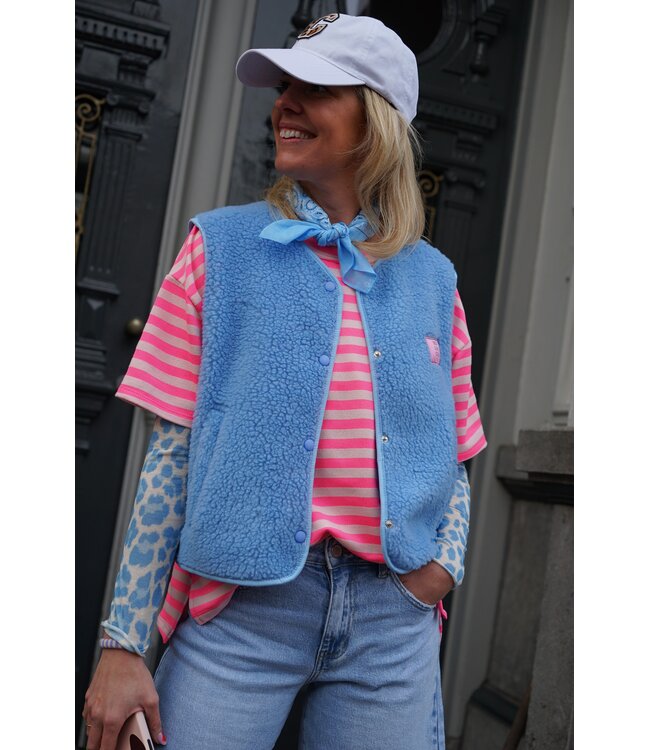 TEDDY GILET SELF LOVE CLUB BLAUW