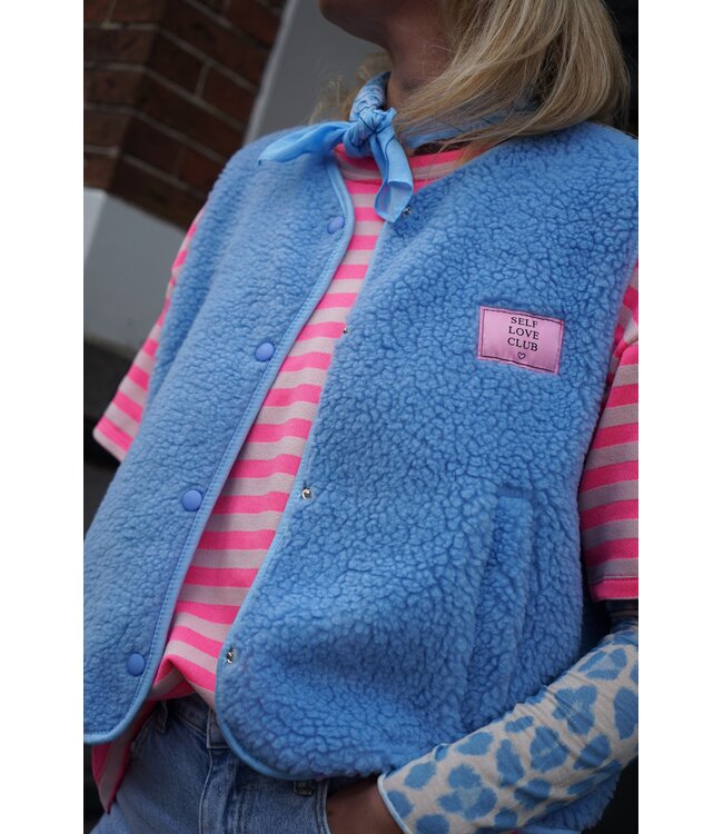 TEDDY GILET SELF LOVE CLUB BLAUW