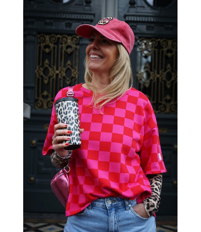 GEBLOKTE TOP ROOD ROZE