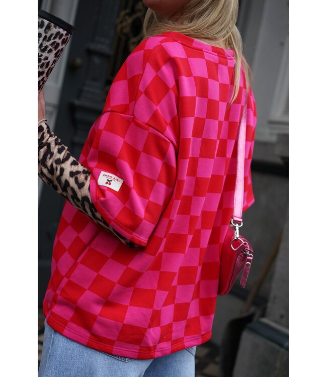 GEBLOKTE TOP ROOD ROZE