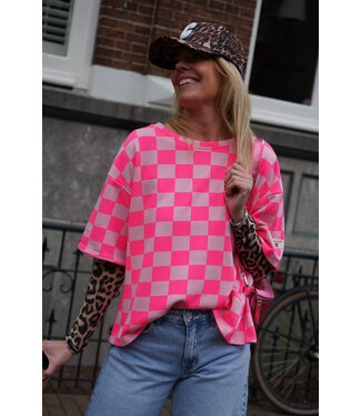 GEBLOKTE TOP CHERRY ROZE