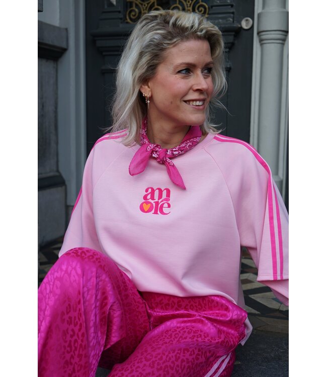 TOP ZIJSTREEP AMOUR ROZE