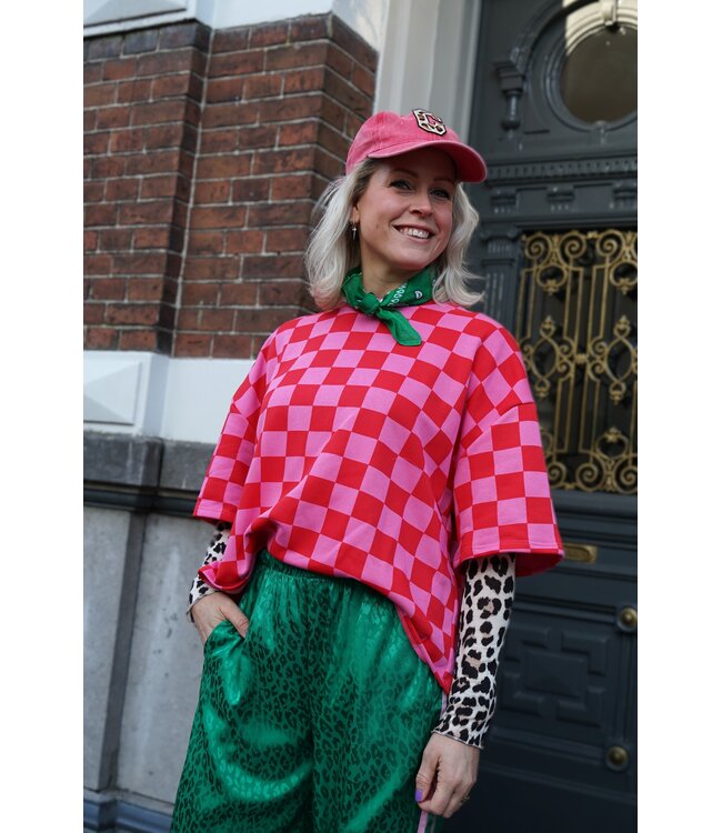 GEBLOKTE TOP ROOD ROZE