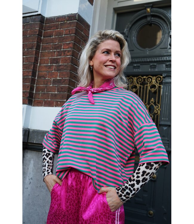 STREEP TOP EVI ROZE GROEN