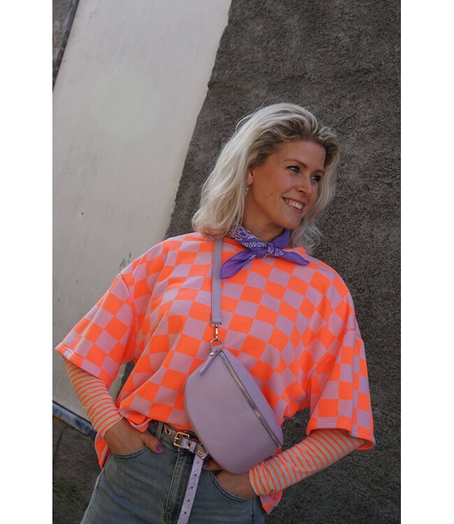 GEBLOKTE TOP ROZE ORANJE