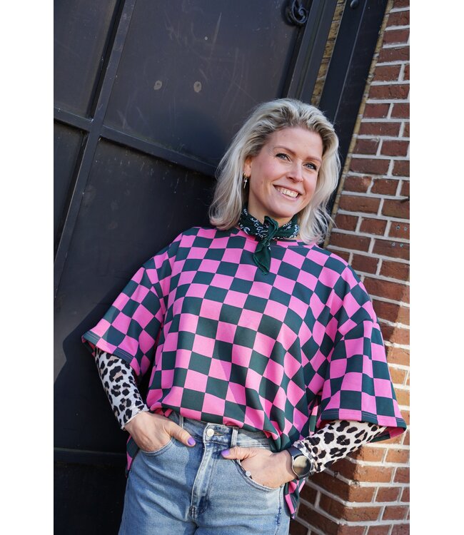 GEBLOKTE TOP GROEN ROZE