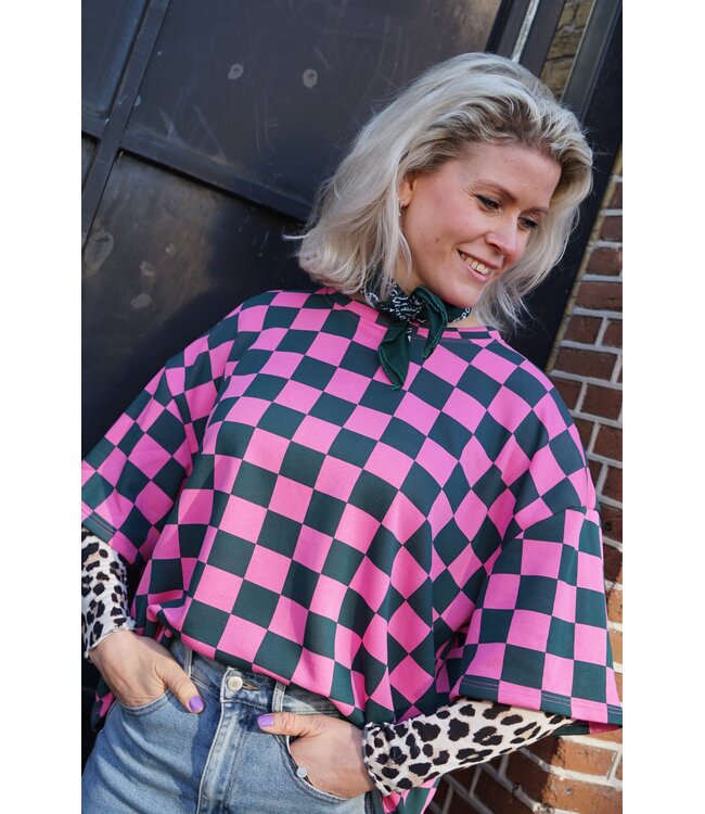 GEBLOKTE TOP GROEN ROZE