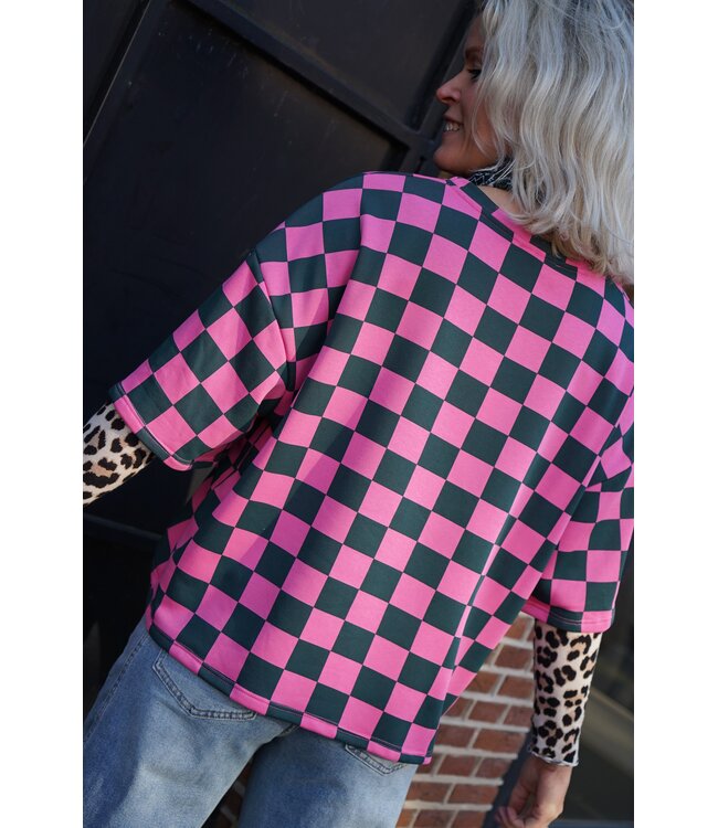 GEBLOKTE TOP GROEN ROZE