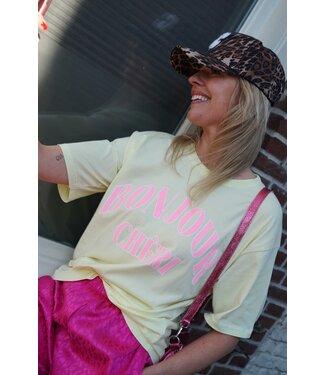 T-SHIRT BONJOUR CHERI GEEL