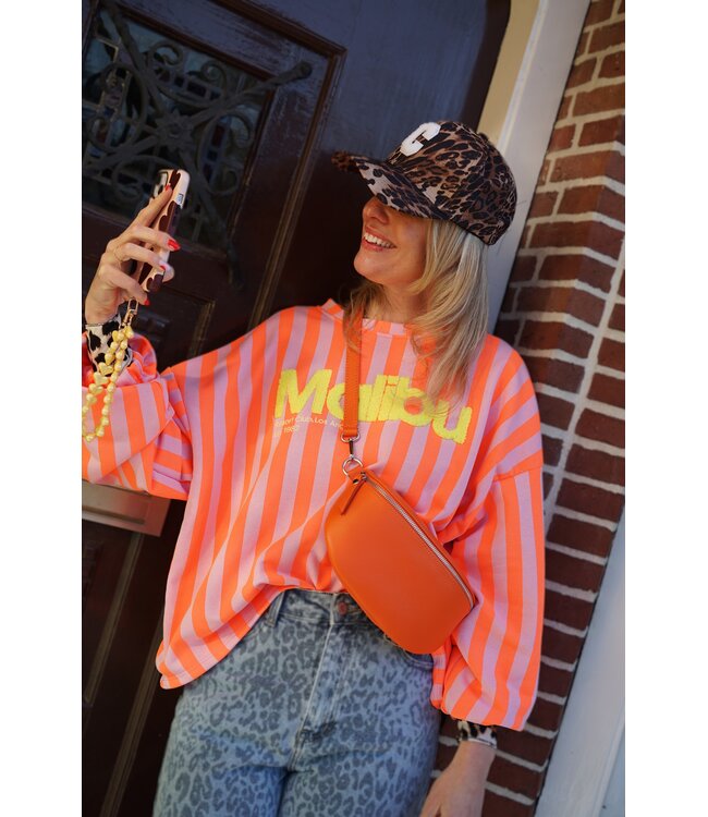 STREEP SWEATER MALIBU ORANJE ROZE