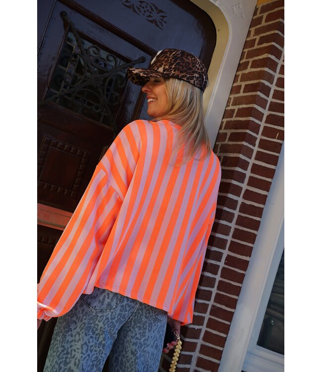 STREEP SWEATER MALIBU ORANJE ROZE