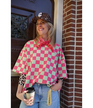 GEBLOKTE TOP GROEN FUCHSIA